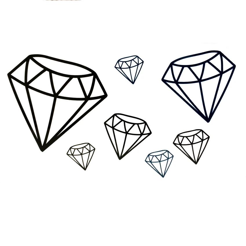 Черная Алмазная Водонепроницаемая временная татуировка Харадзюку боди арт