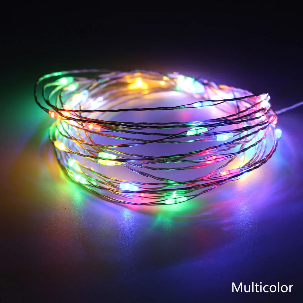 Multicolor ANBLUB 5 м 10 м Медный Серебряный провод USB светодиодный гирлянды водонепроницаемый праздничное освещение для сказочных рождественских свадебных вечеринок украшения - Испускаемый цвет: Multicolor