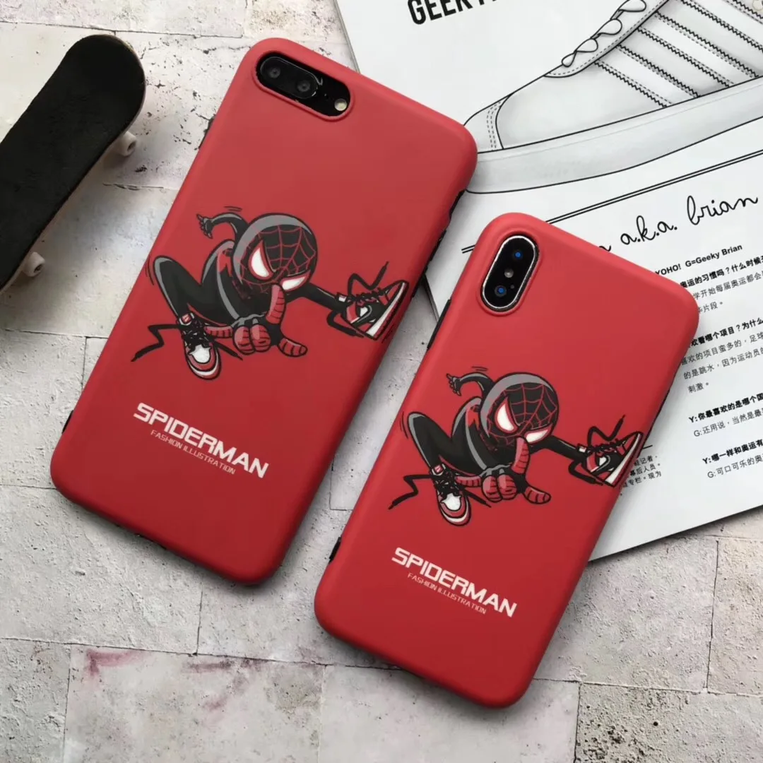 Cartoon Mickey Spiderman sneakers Basketball shoes case for iphone 7 8 6 6s X XS Max XR phone Cover Cases |