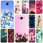 Силиконовый чехол для Huawei Y3 2017, задняя крышка, красочный цветочный чехол для Huawei y3, y 3, 2017, задняя крышка телефона