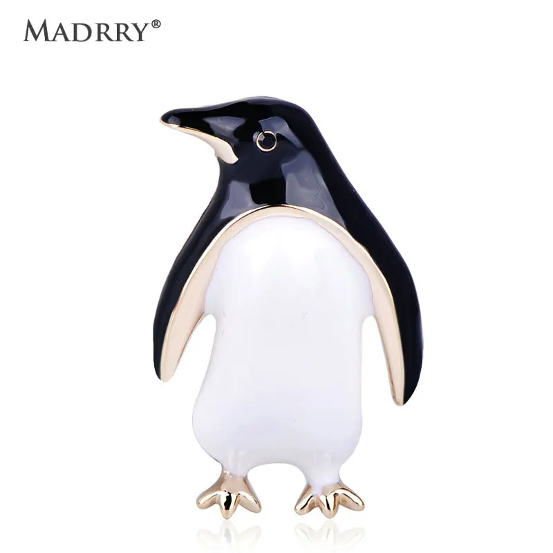 

Madrry Latest Cute Penguin Shape Brooch Black Enamel Animal Brooches Jewelry For Girl Children Scarf Coat Collar Pin Accessories