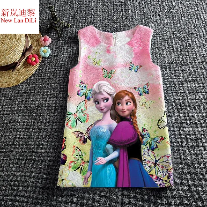 2018 Летнее платье для девочек Анна Эльзы Vestidos подростков с принтом бабочки