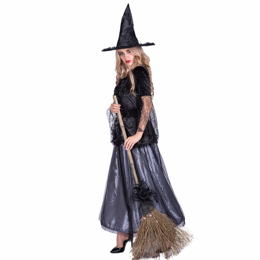 Женский сексуальный костюм В Стиле Ренессанс паук ведьма черное платье для
