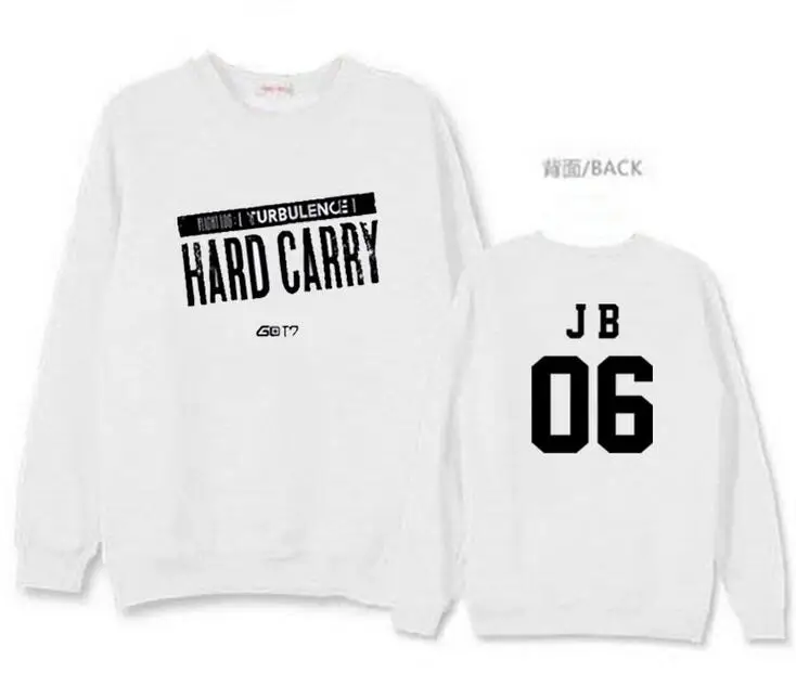 Толстовка с капюшоном Got7 тонкая надписью hard carry member круглым вырезом | Женская