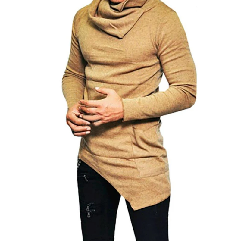 Мужская брендовая однотонная Повседневная футболка с длинным рукавом 2018 тонкая