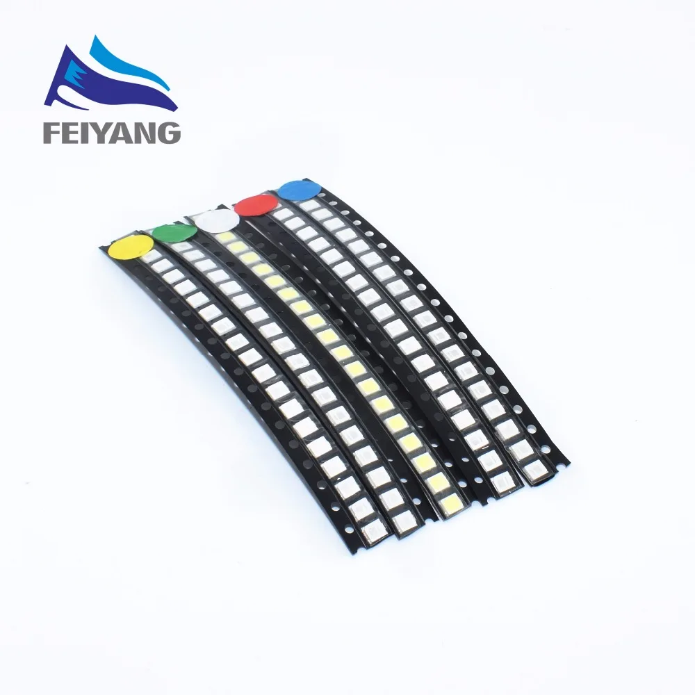 100 шт. 3528 SMD светодиоды красный желтый зеленый Белый Синий Оранжевый УФ