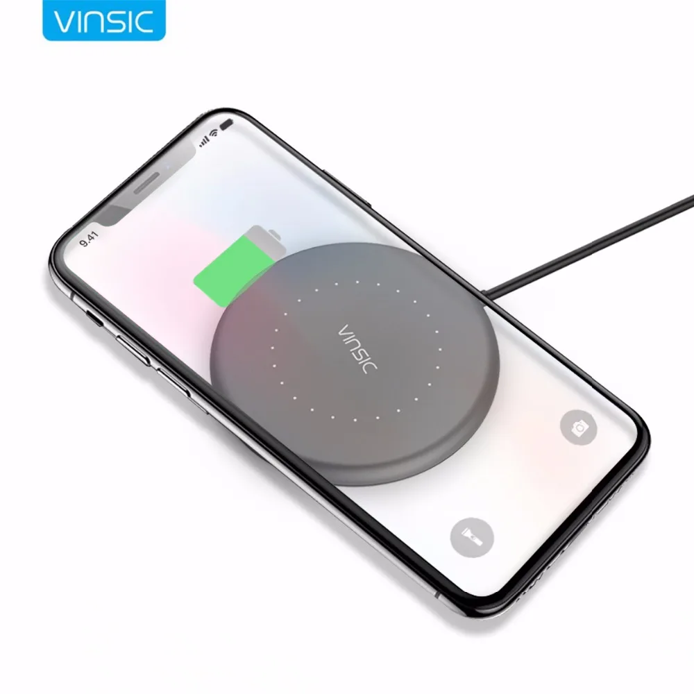 Vinsic Qi Беспроводное зарядное устройство для iPhone X 8 8 Plus samsung Galaxy S6 S7 Edge Google Nexus Lumia 920