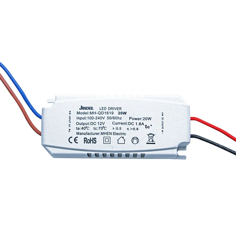 Jindel светодиодный драйвер AC100-240V 12 Вт 20 Вт 40 Вт 60 Вт 100 CV Питание для DC12V G4 G9 MR16 G5.3 3528 3020 3014 5050 5630 Светодиодный CE - Цвет: 20W