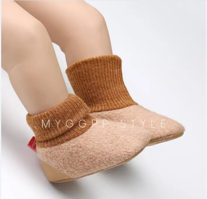 Новинка Вязаные плюшевые зимние сапоги для младенцев Зимние теплые детские