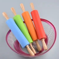 the silicone rolling pin wooden roller not sticky food silicone rolling pin 18cm