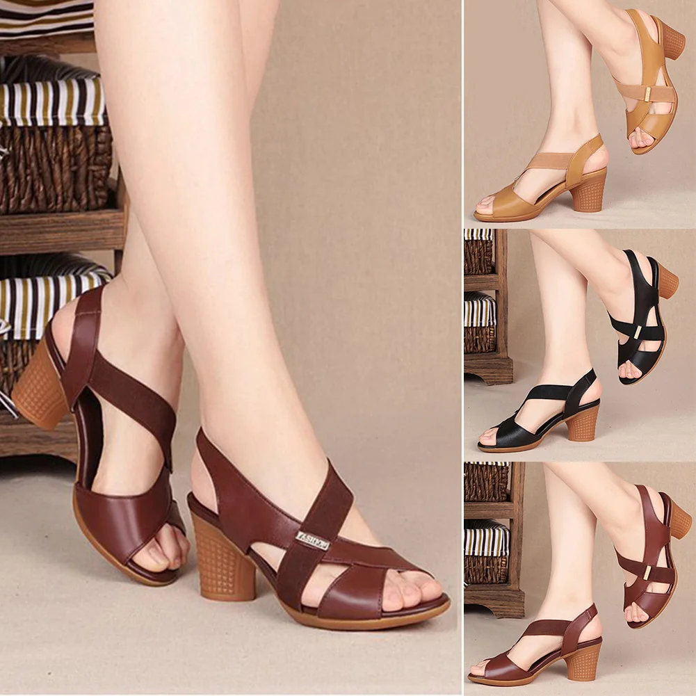 Модная обувь Женские повседневные сандалии с открытым носком на толстом