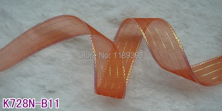 Прозрачная лента из органзы с металлическим люрексом для свадебного украшения