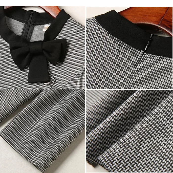 

2021 Women Spring Summer Autumn Office Lady Vintage Vestidos Business Work Wear Slim Bow Neck Retro Pencil Dress Female Clothes