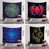 3d printing dyeing sun moon tapestry psychedelic celestial indian sun hippie polyster tapestry wall hanging bedspread beachtowel