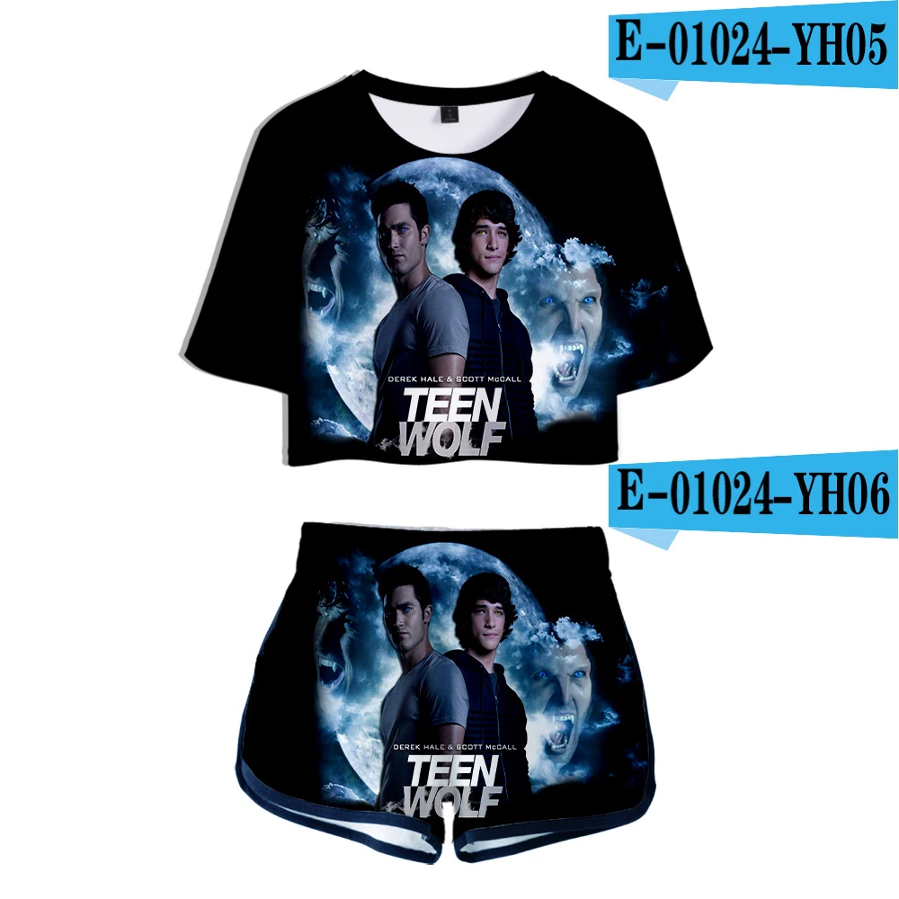 3D модный принт известный ТВ серии прочный Чехол Teen Wolf высокое качество Двойка комплект Для женщин моды девушка футболки Harajuku Шорты одежда - Цвет: picture color