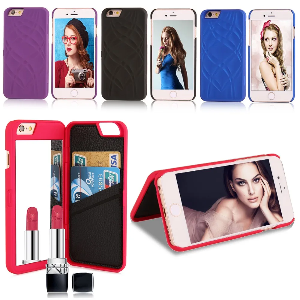 Леди зеркало для макияжа чехол для coque iPhone 8 7 6s Plus 6 plus 5 5S SE кожаный чехол-портмоне для карточек kickstand Filp чехол