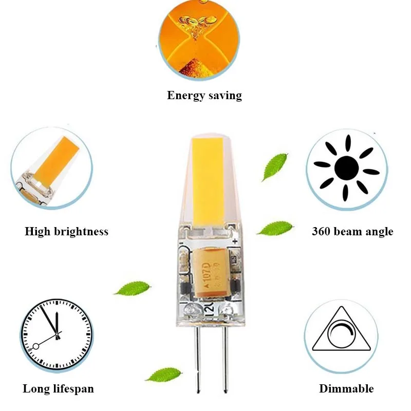 Szvfun COB Led G4 12V Светодиодная лампа E14 G9 220v Lampa с регулируемой яркостью силиконовая