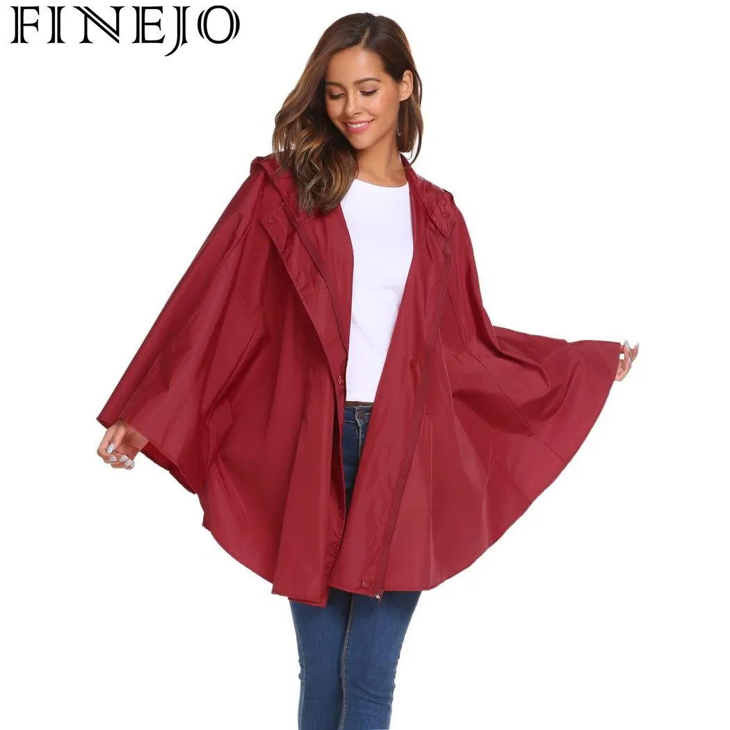FINEJO Autumn Jacket Women Batwing Sleeve Hooded Cloak Raincoat Outwear Loose Coat Fashion Casual New 2017 11 | Женская одежда