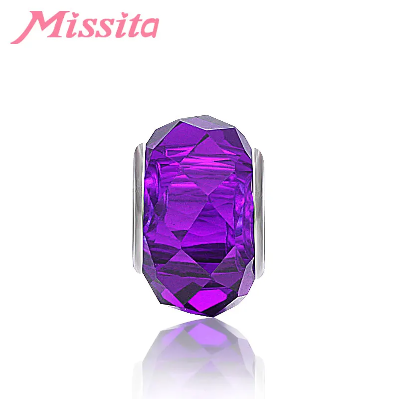 MISSITA, женские бусины из муранского стекла, подходят для браслетов Pandora, Подвески для изготовления украшений, DIY, модные ювелирные изделия, аксессуары - Цвет: Фиолетовый