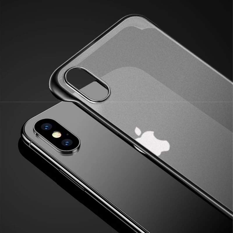 Роскошный простой безрамный чехол для iPhone XS Max Прозрачный матовый силиконовый XR 6S
