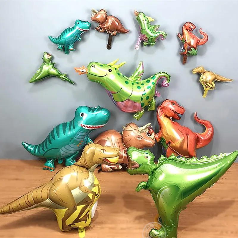 

1pcs dinosaur balloons walking dinosaur 18inch dinosaur round foil balloons cartoon dragon happy birthday party decor kids toys