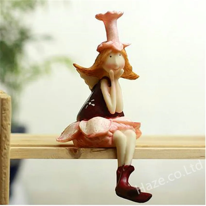 С цветочным принтом короткая стрижка фея миниатюрная фигурка кукольного сада