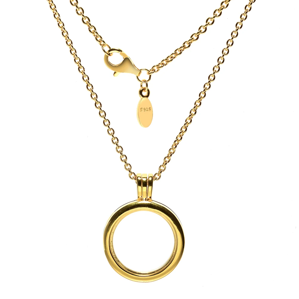 CKK ожерелья и кулоны золотой цвет плавающий медальон ожерелье кулон Стерлинговое