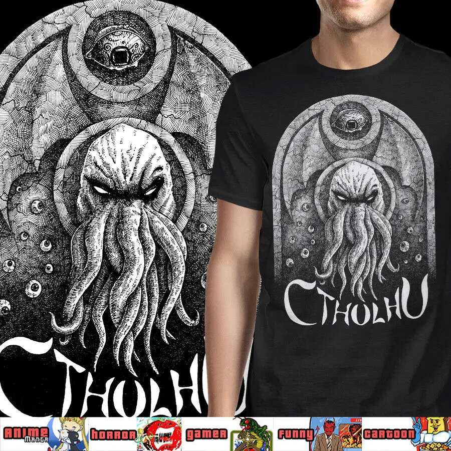 Новинка футболка Cthulhu с коротким рукавом из 2019 хлопка принтом &quotнерукопика&quot Hp