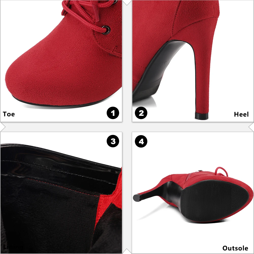 Женские ботильоны со шнуровкой ботинки на высоком каблуке с боковой молнией