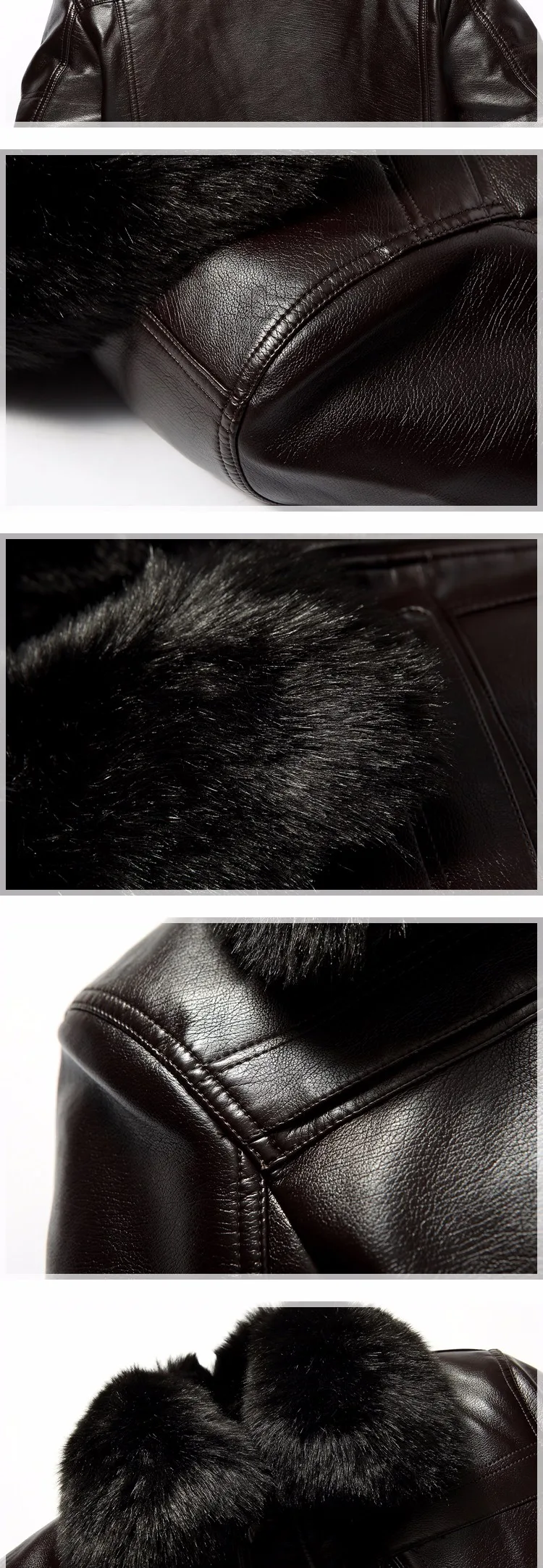 MOGU Leather Jack Мужская зимняя куртка размера плюс 7XL с меховым воротником Куртки из искусственной кожи для мужчин одноцветные Длинные мужские теплые пальто