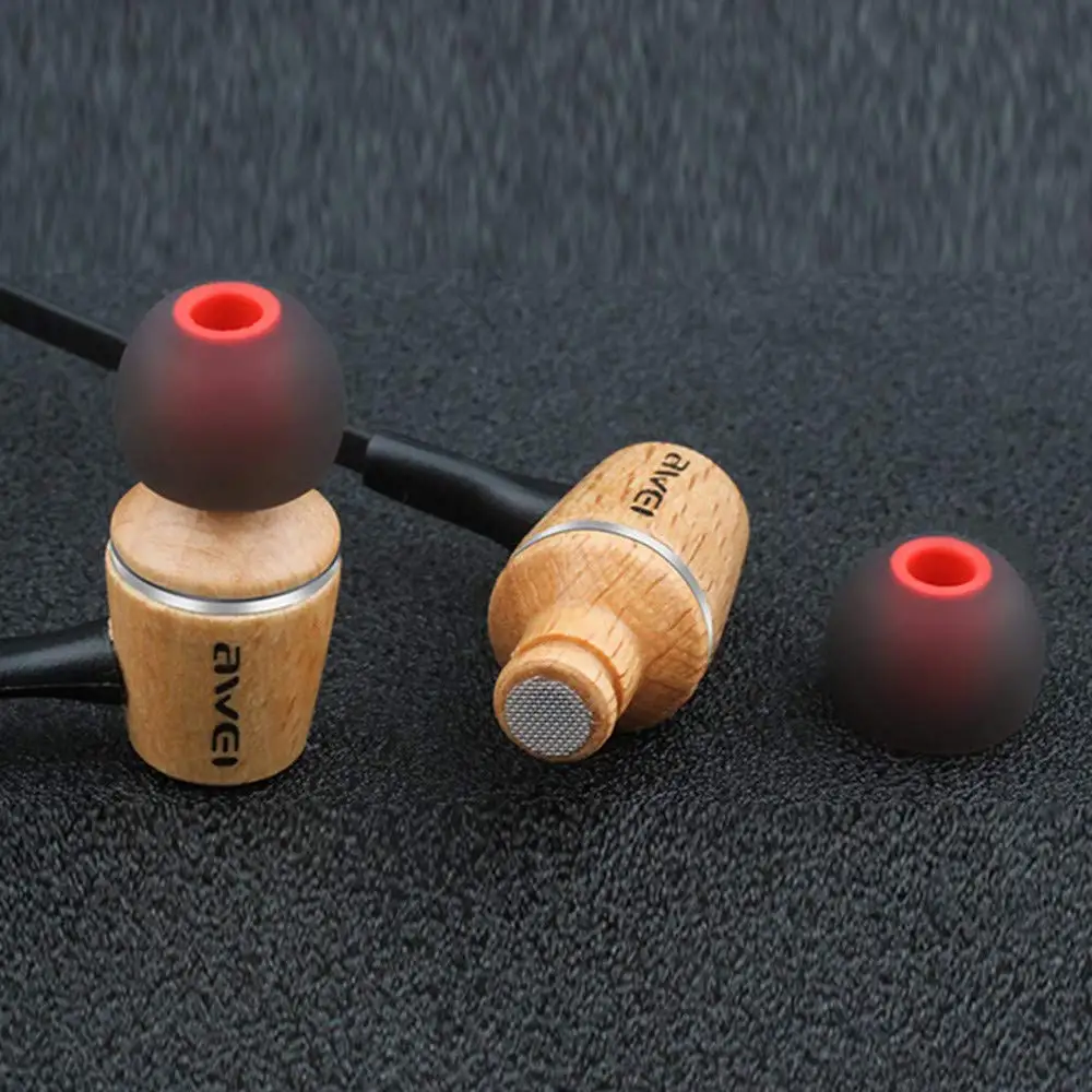 Наушники-вкладыши Awei высококачественные деревянные наушники с разъемом 3 5 мм и