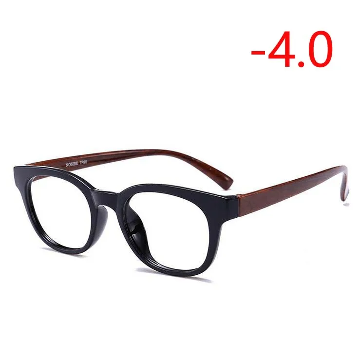 Myopia 400 1,0-1,5-2,0-2,5-3,0-3,5-4,0 круглые очки для близорукости женские мужские Ретро TR90 очки для близорукости полосатая оправа - Цвет оправы: Myopia 400