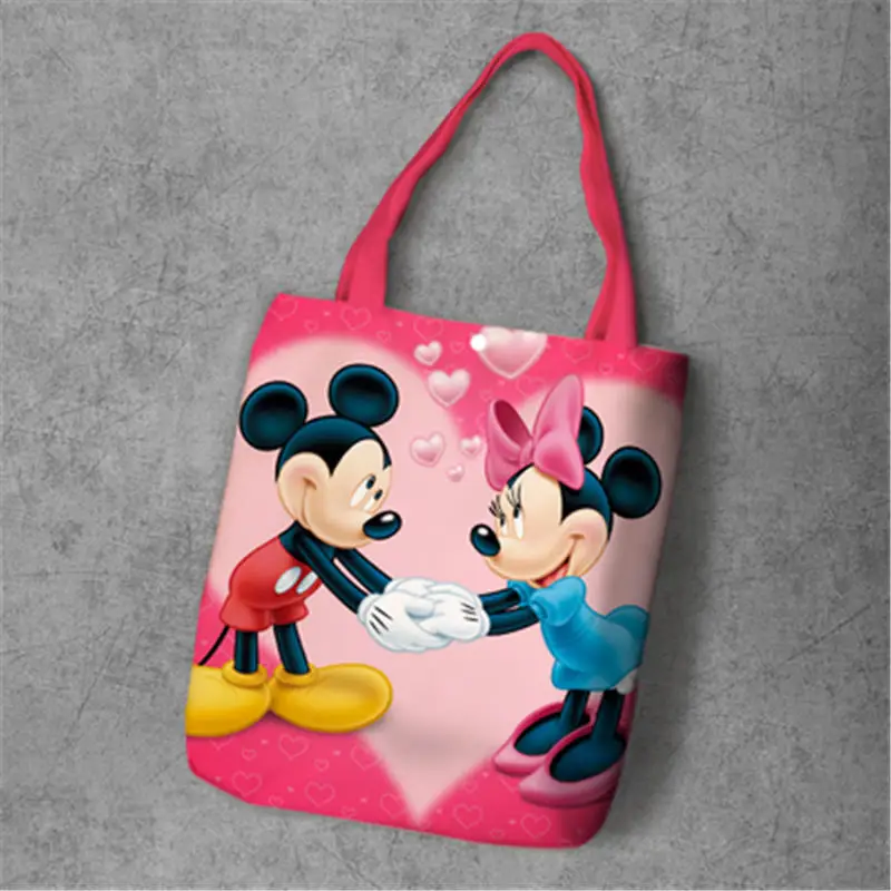 Disney сумки высокой емкости мультфильм Микки Маус Холщовая Сумка шоппер для плеча хозяйственная сумка Минни Маус - Цвет: 3