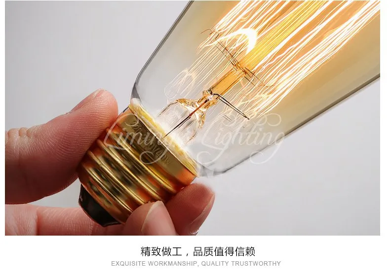 Марочные шарики Edison E27 прямые накаливания ST64 лампа накаливания с короткозамкнутым ротором углерода лампы Ретро электрическая лампочка эдисона для подвесного светильника