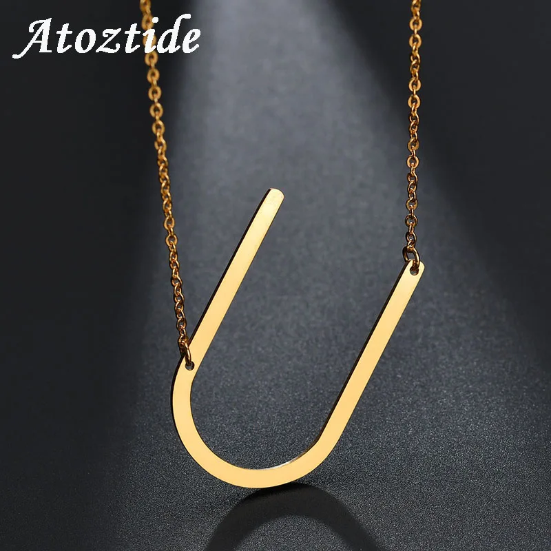 

Женское Ожерелье с надписью Atoztide, ожерелье из нержавеющей стали с гравировкой и алфавитом, подарок