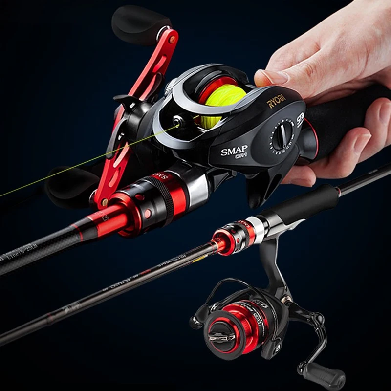 Ryobi открытая спортивная рыбалка шестерни комплект Спиннинг удочка для