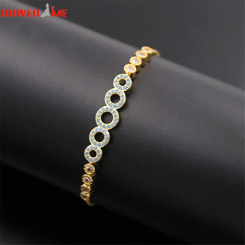 Приданое мне ряд круглых украшения с синий натуральный камень AAA циркон браслет