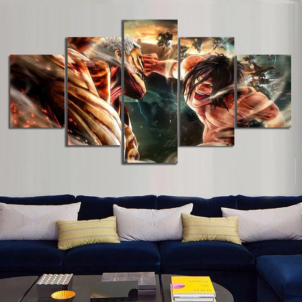 Печатает фотографии дома Wall Art модульная плакат 5 шт. для косплея по аниме атака на