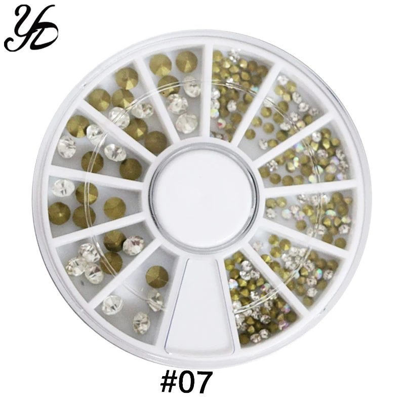07 AB Rhinestone Yiday 1 колесо 3D Стразы шпильки дизайн ногтей украшения для маникюра золотые заклепки Звезда Круглый смешанный размер мини-икра аксессуары - Цвет: 07 AB Rhinestone
