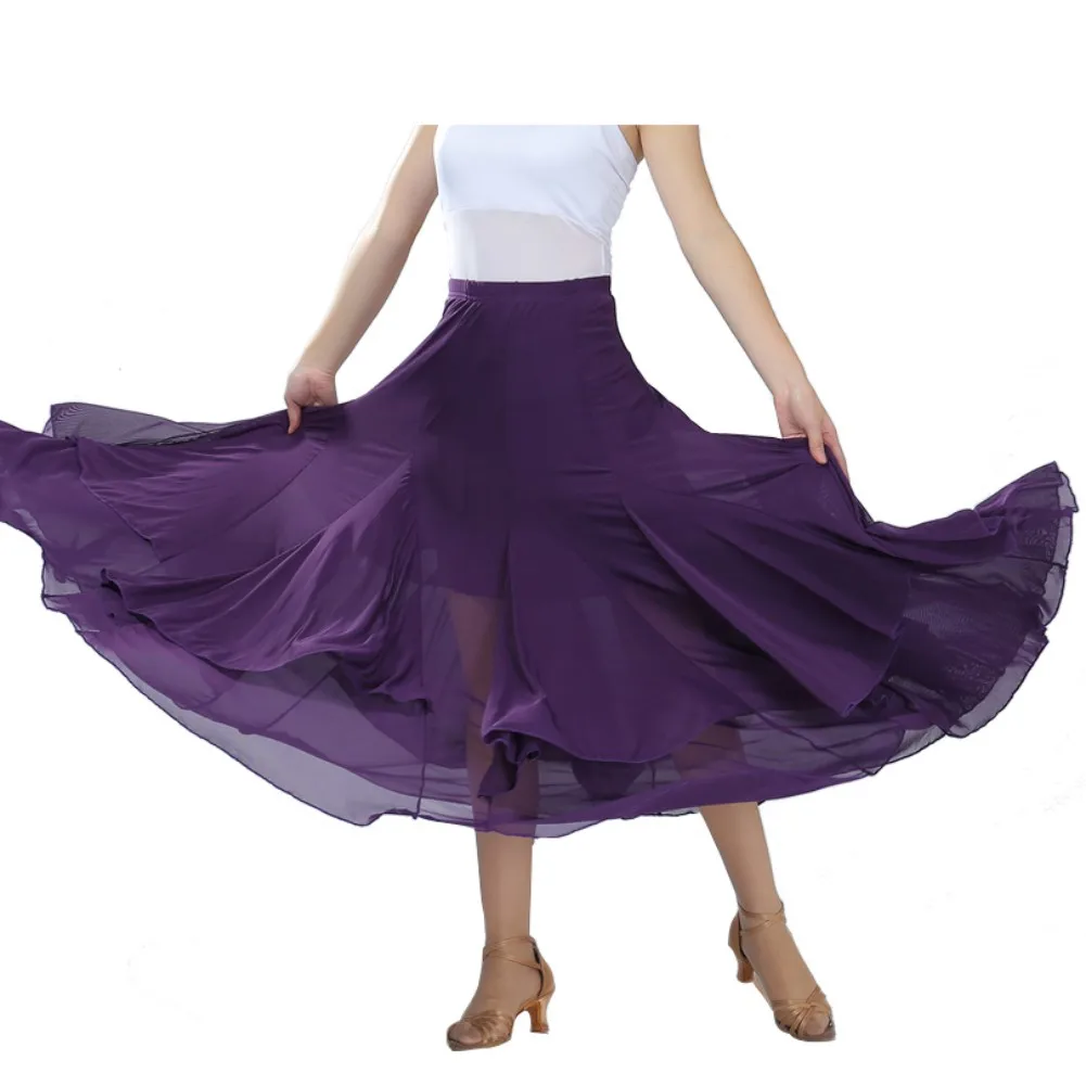 purple Модная Современная юбка для танцев, юбки с цветами и блестками, юбки для танго, бальных танцев, вальса, юбки для женщин, для взрослых, вечерние юбки средней длины - Цвет: purple