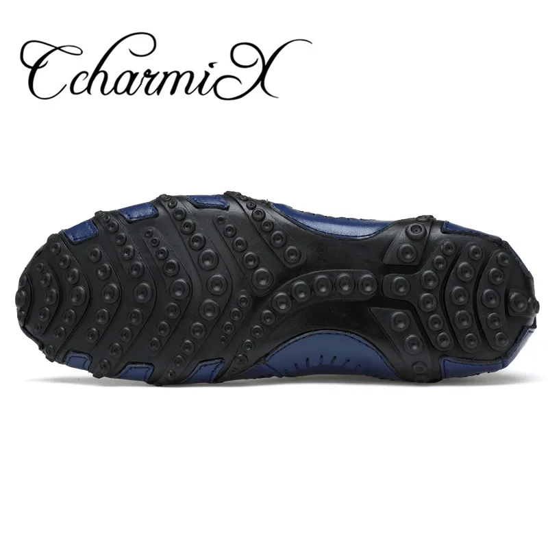 CcharmiX Mens Casual Shoes Handmade Split Leather Lace Up italian Style Blue Men Footwear Top Quality Man Driving Big Size | Обувь