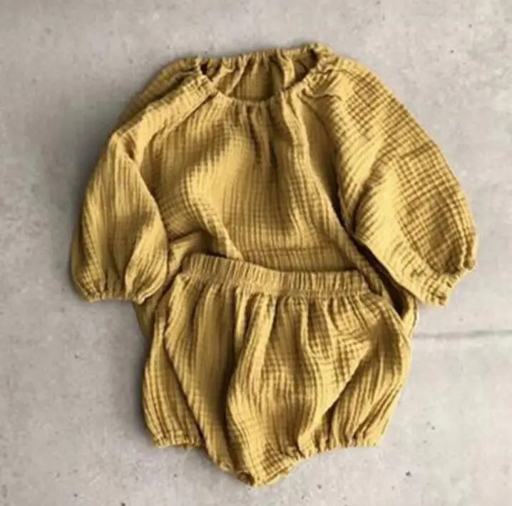 Yellow Комплекты одежды для маленьких мальчиков и девочек 1-4 лет; коллекция года; сезон весна-лето; Детские костюмы; комплекты одежды для маленьких девочек и мальчиков; детская одежда в японском и корейском стиле - Цвет: Yellow