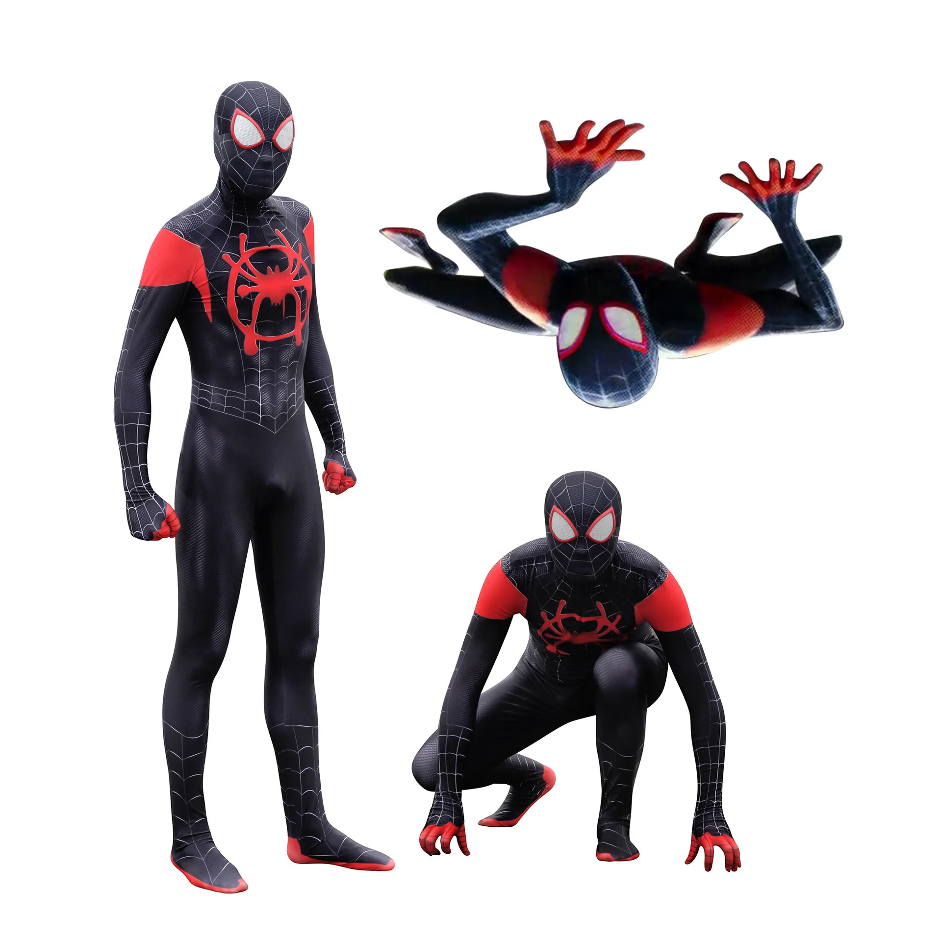 3D Spider-Man Cos Halloween Jumpsuits Conjoined Black Spiderman Costumes Zentai Superhero Bodysuit Mask for Adult Kids | Дом и сад