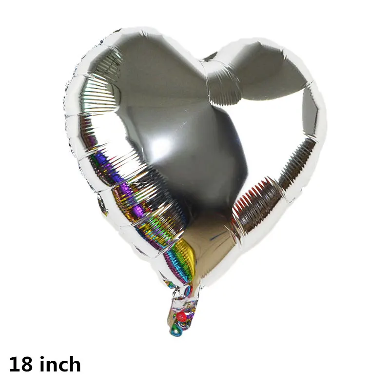 18inch Silver Heart С Днем Рождения гирлянда из букв воздушный шар хвост Вечерние Декорации фольга бумага воздушный шар "Конфетти" падение день рождения поставки - Цвет: 18inch Silver Heart