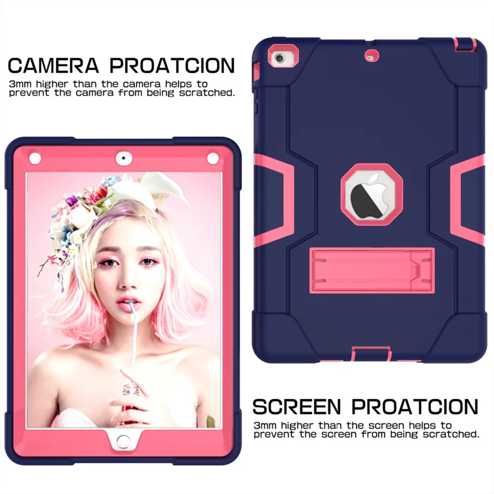 Мягкий силиконовый + поликарбонатный противоударный чехол для Apple iPad Air детский