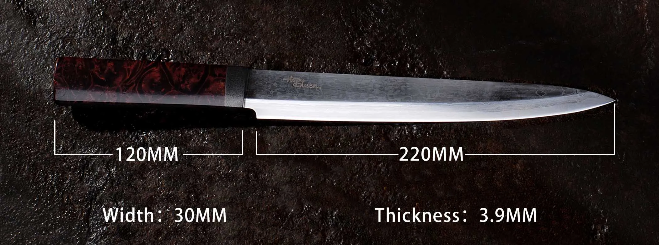 220MM Нож сашими японские суши шеф-повара Дамасская сталь VG10 рыба кухня с натуральной деревянной ручкой из печати 1 - Цвет: 220MM