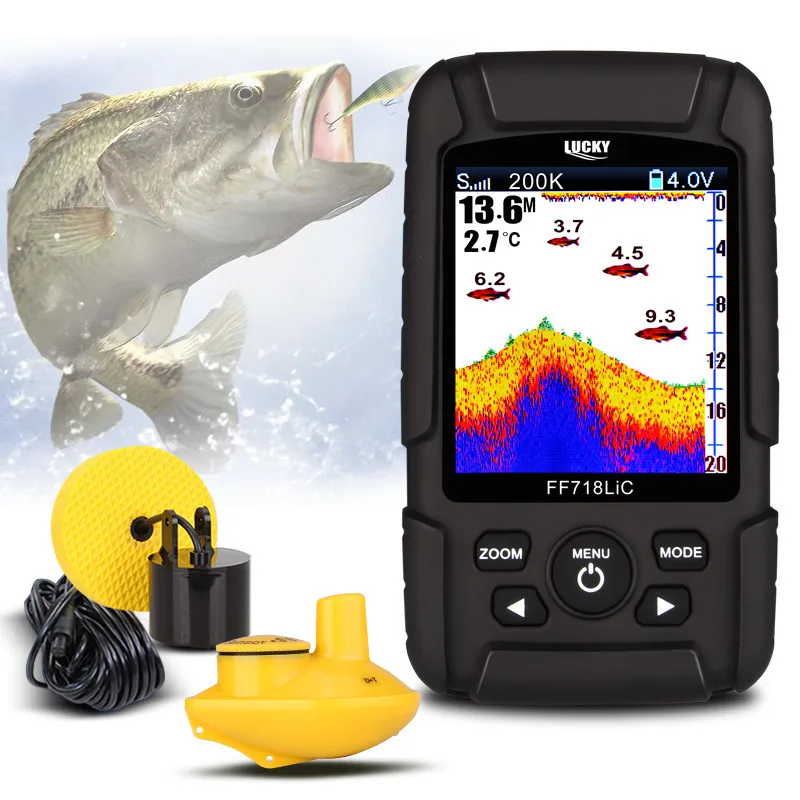 Беспроводной Fishfinder Lucky ff718licd 2.8 &quotЦвет ЖК Портативный Рыболокаторы 200 кГц/83 кГц
