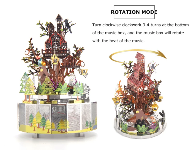 Forest Frenzy Theme Music Boxes DIY Metal Music Box with Music Light Rotation Adult Birthday Gift Present For Children