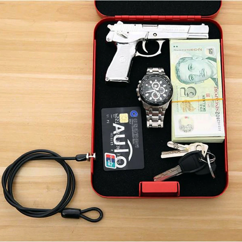 Password Safe Portable Cold Rolled Steel Car Auto Safe Pistol Valuables Wallet Jewelry Storage Box Safe Deposit Box Safe DHZ011