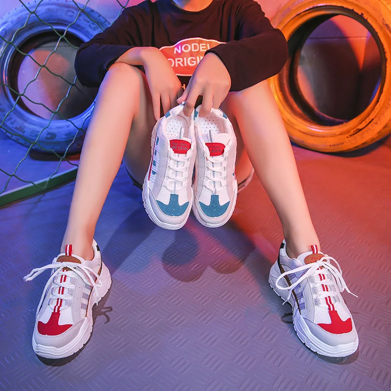 Для женщин Обувь с дышащей сеткой на шнуровке Повседневное обувь платформе